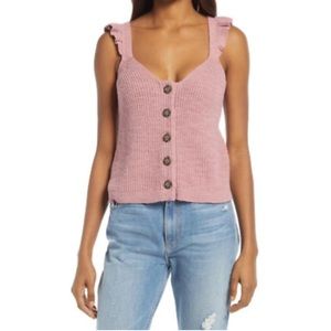 NWT | Madewell Ruffle-Strap Button Front Sweater Tank | Weathered Berry | Size S